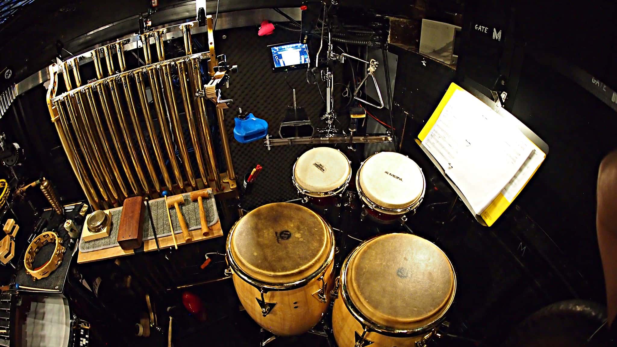 Brian Kirk's percussion setup for The Little Mermaid at the 5th Avenue Theatre in Seattle, Washington.