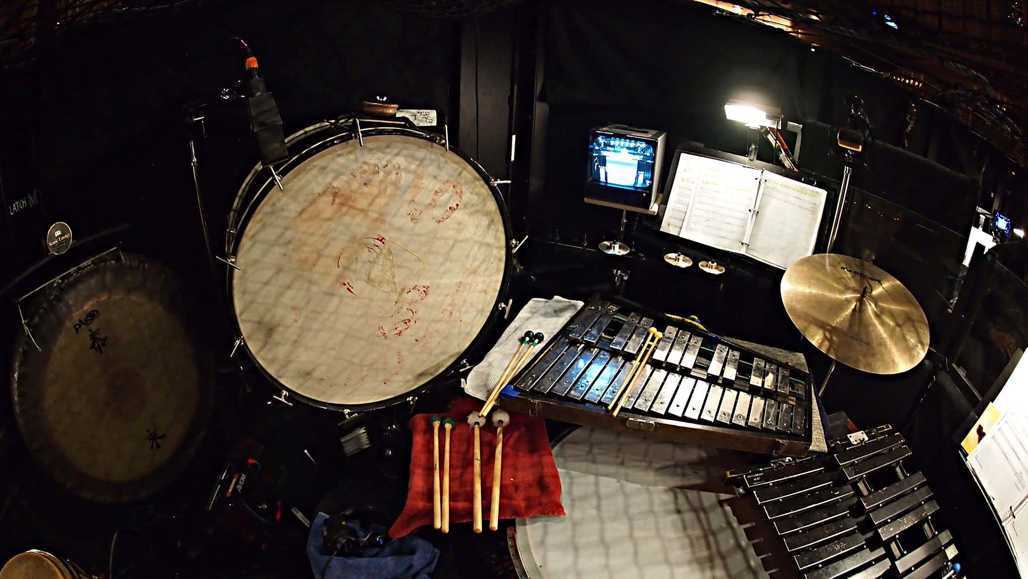 Brian Kirk's percussion setup for The Little Mermaid at the 5th Avenue Theatre in Seattle, Washington.