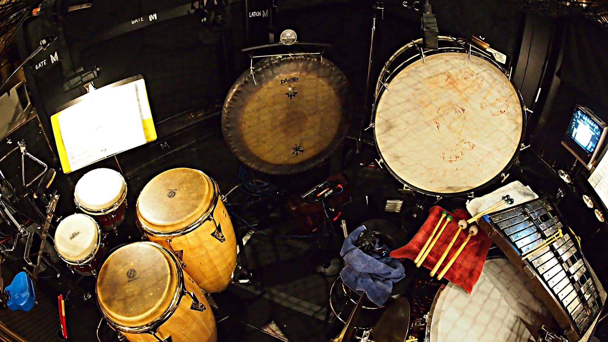 Brian Kirk's percussion setup for The Little Mermaid at the 5th Avenue Theatre in Seattle, Washington.