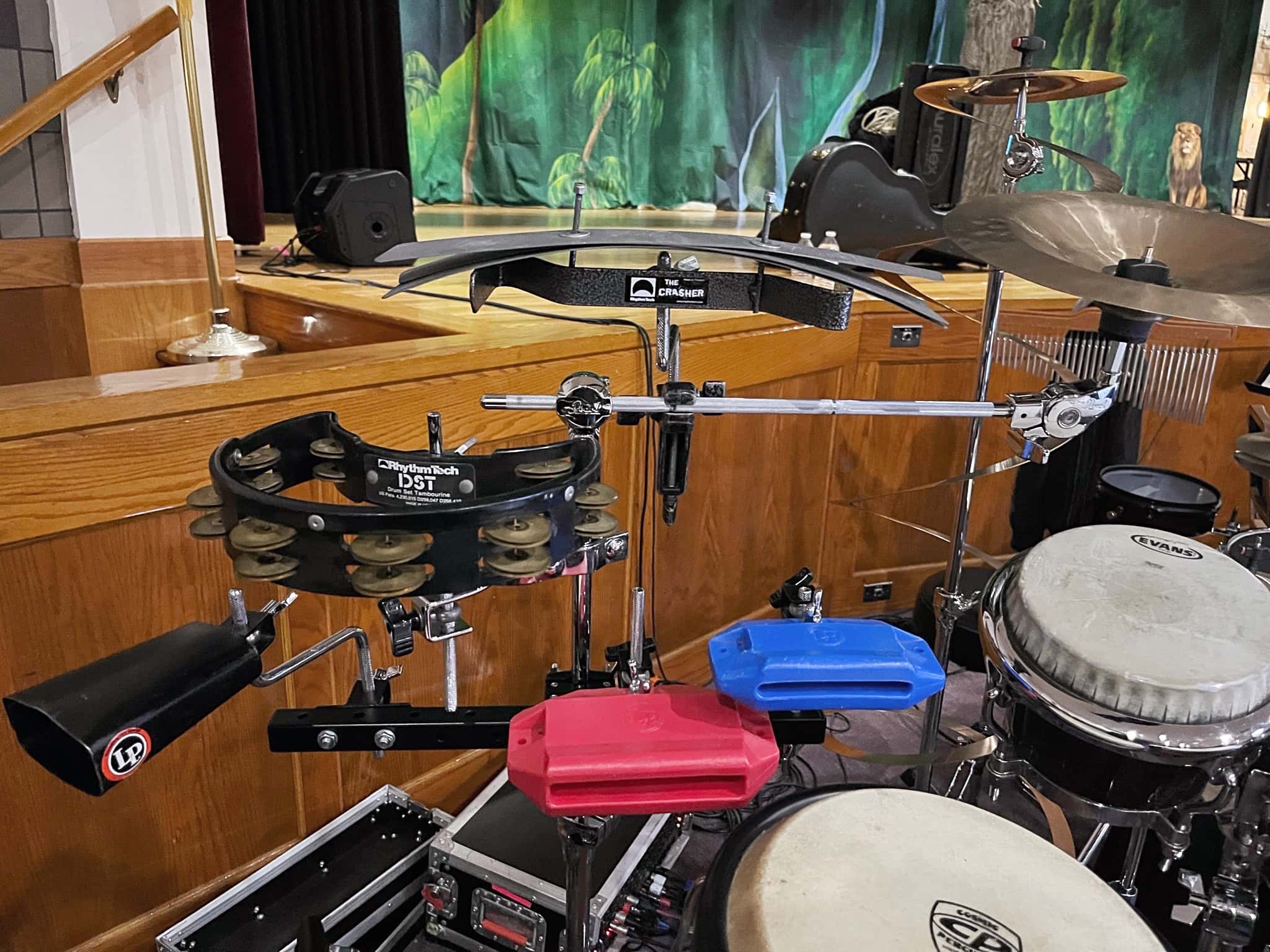 Keith Wilsons percussion setup for Mean Girls at Archbishop Wood Performing Arts, in Warminster, Pennsylvania