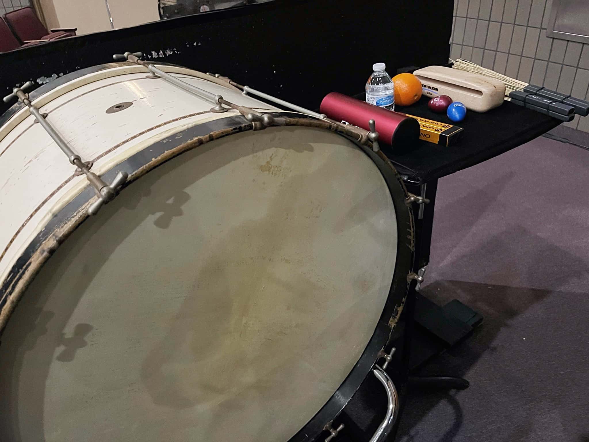 Keith Wilsons percussion setup for Mean Girls at Archbishop Wood Performing Arts, in Warminster, Pennsylvania