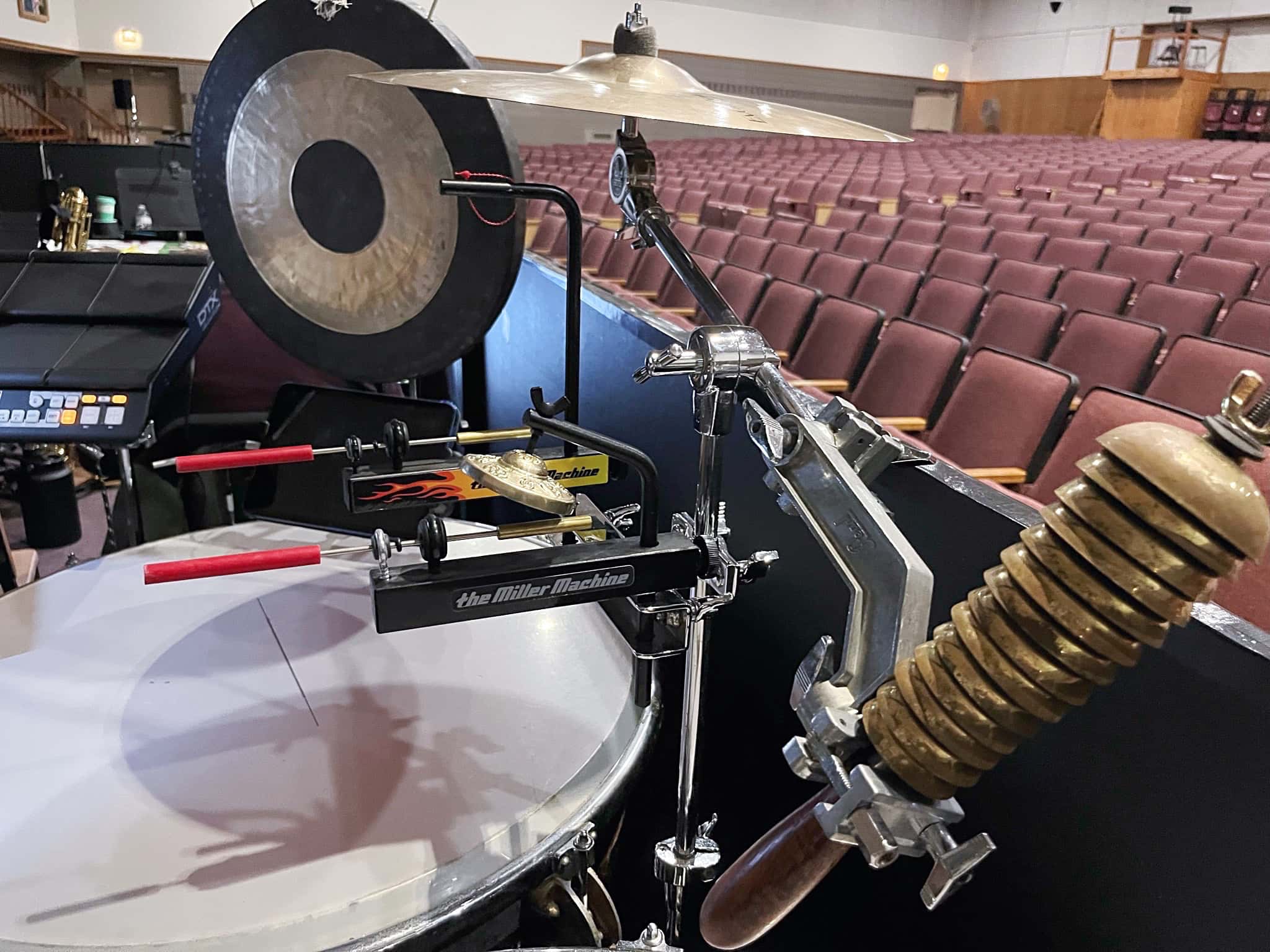 Keith Wilsons percussion setup for Mean Girls at Archbishop Wood Performing Arts, in Warminster, Pennsylvania