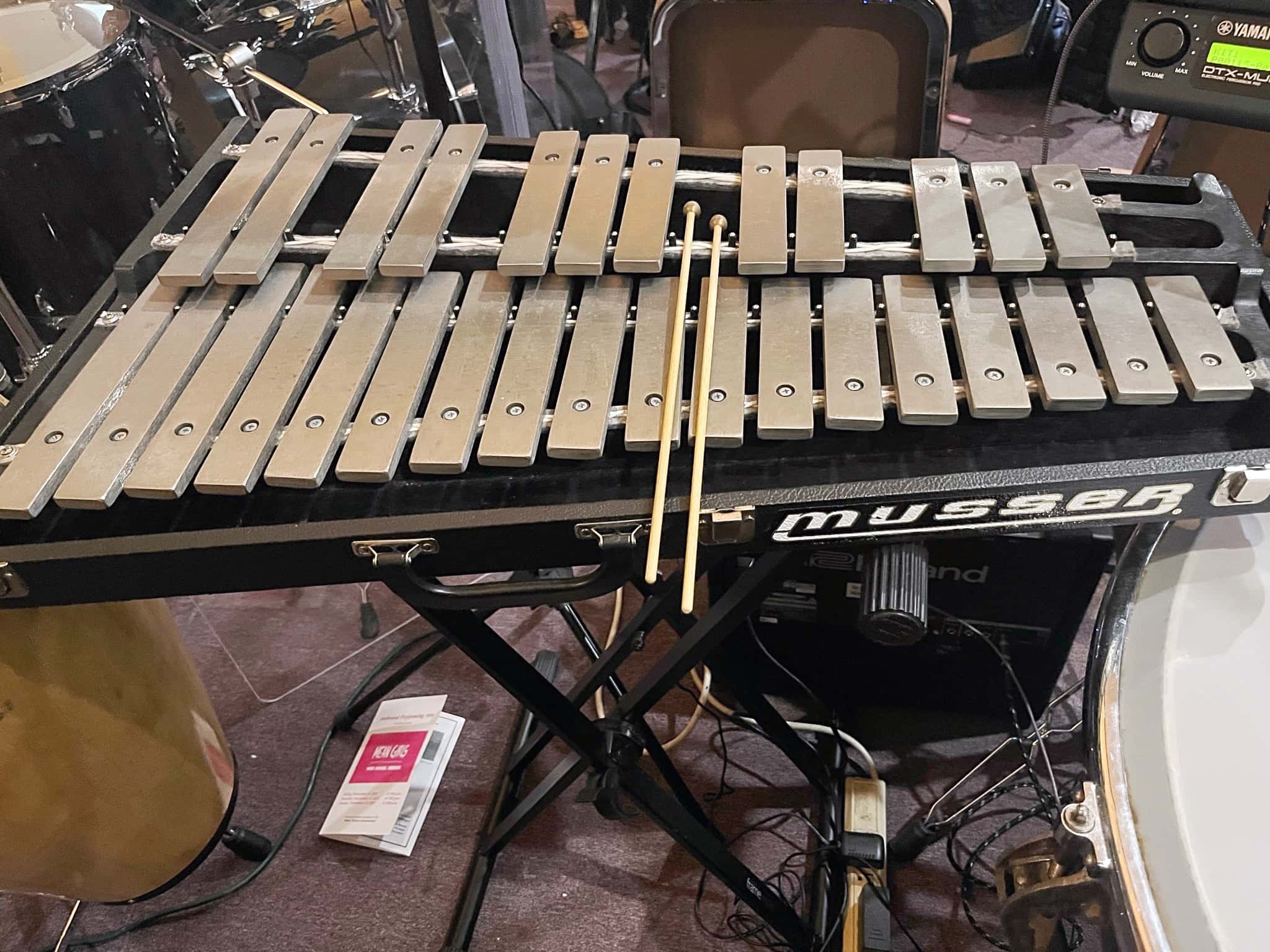 Keith Wilsons percussion setup for Mean Girls at Archbishop Wood Performing Arts, in Warminster, Pennsylvania