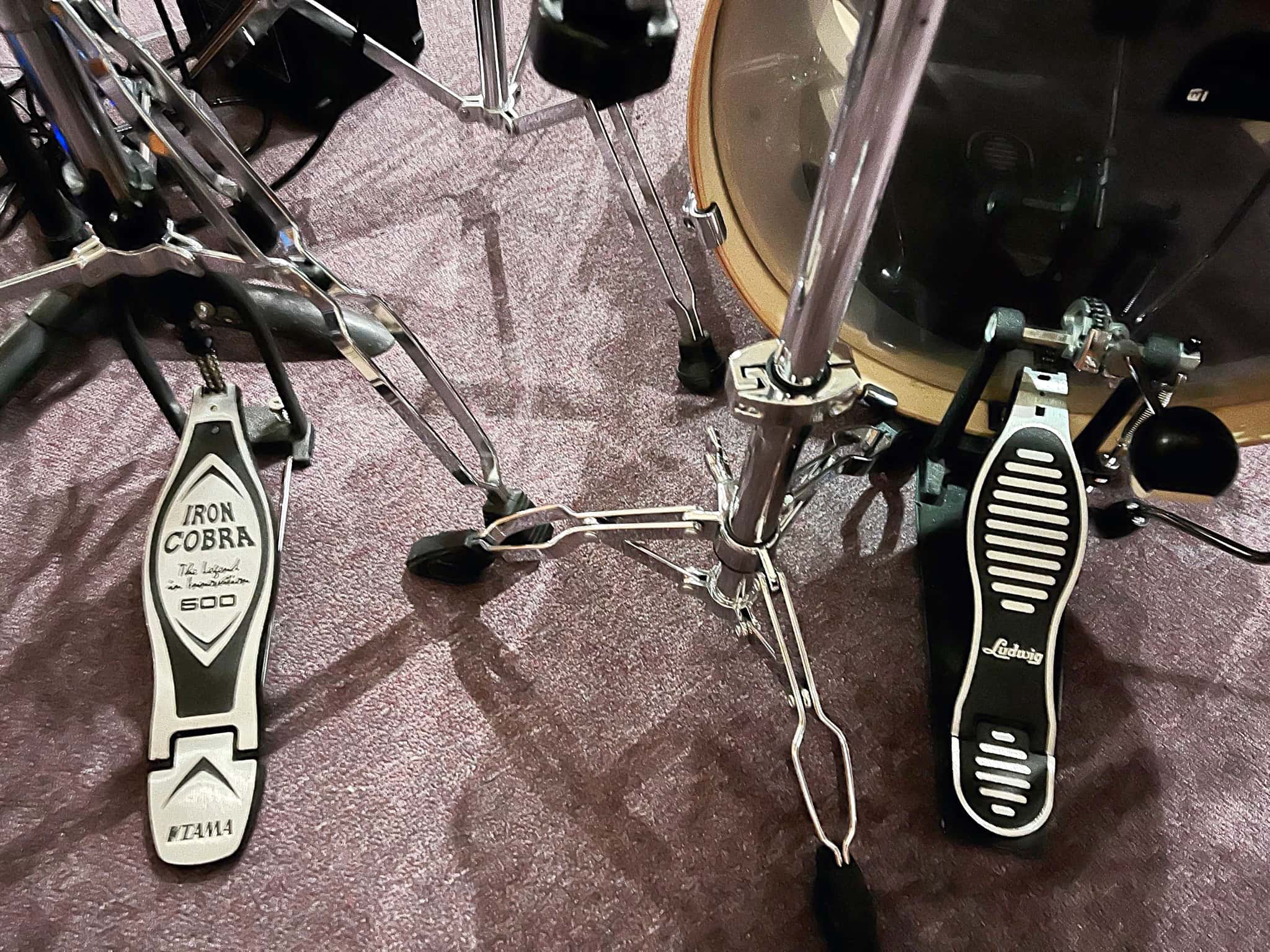 Ron Grassi's drum set setup for Mean Girls at Archbishop Performing Arts, in Warminster, Pennsylvania.