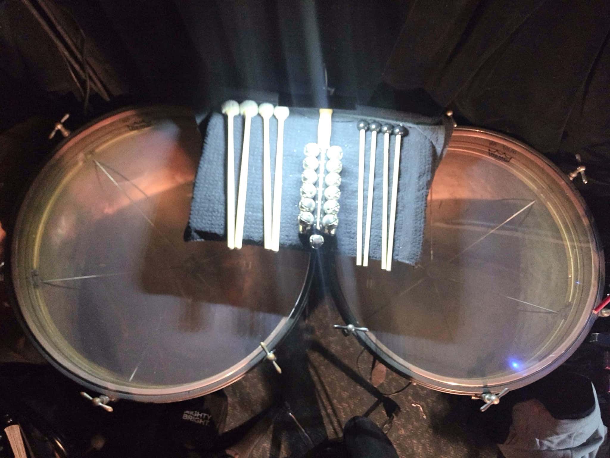 Will Marinelli's percussion setup for the Musical Elf at the Algonquin Theater in Manasquan, New Jersey.