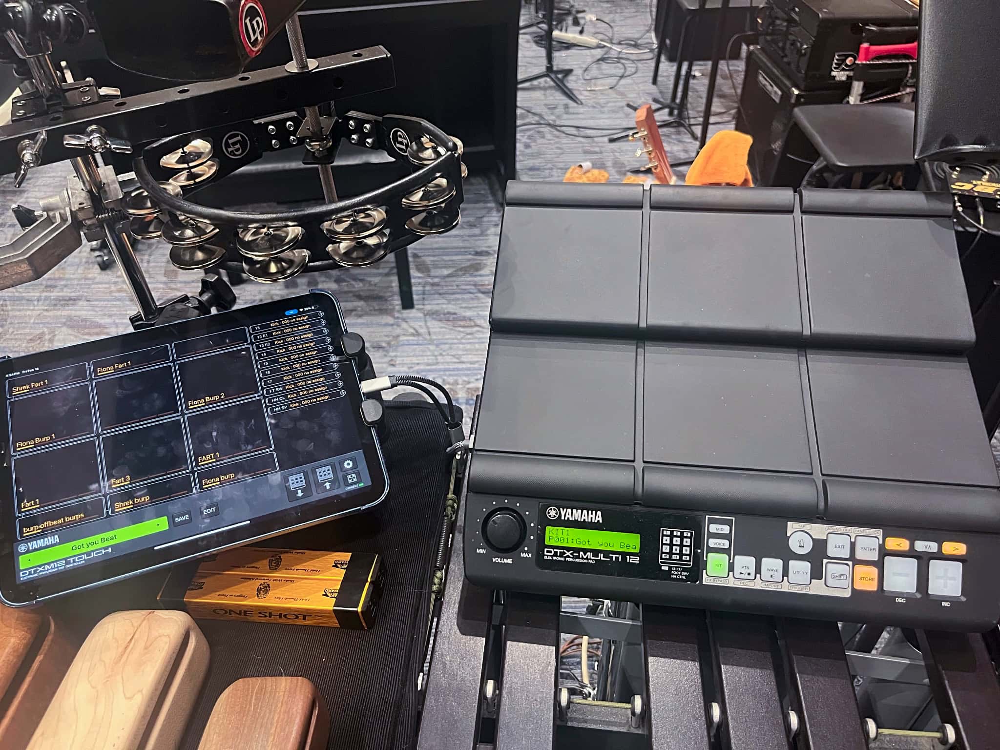Keith Wilson's percussion setup for Shrek at Archbishop Wood Performing Arts, in Warminster, Pennsylvania.