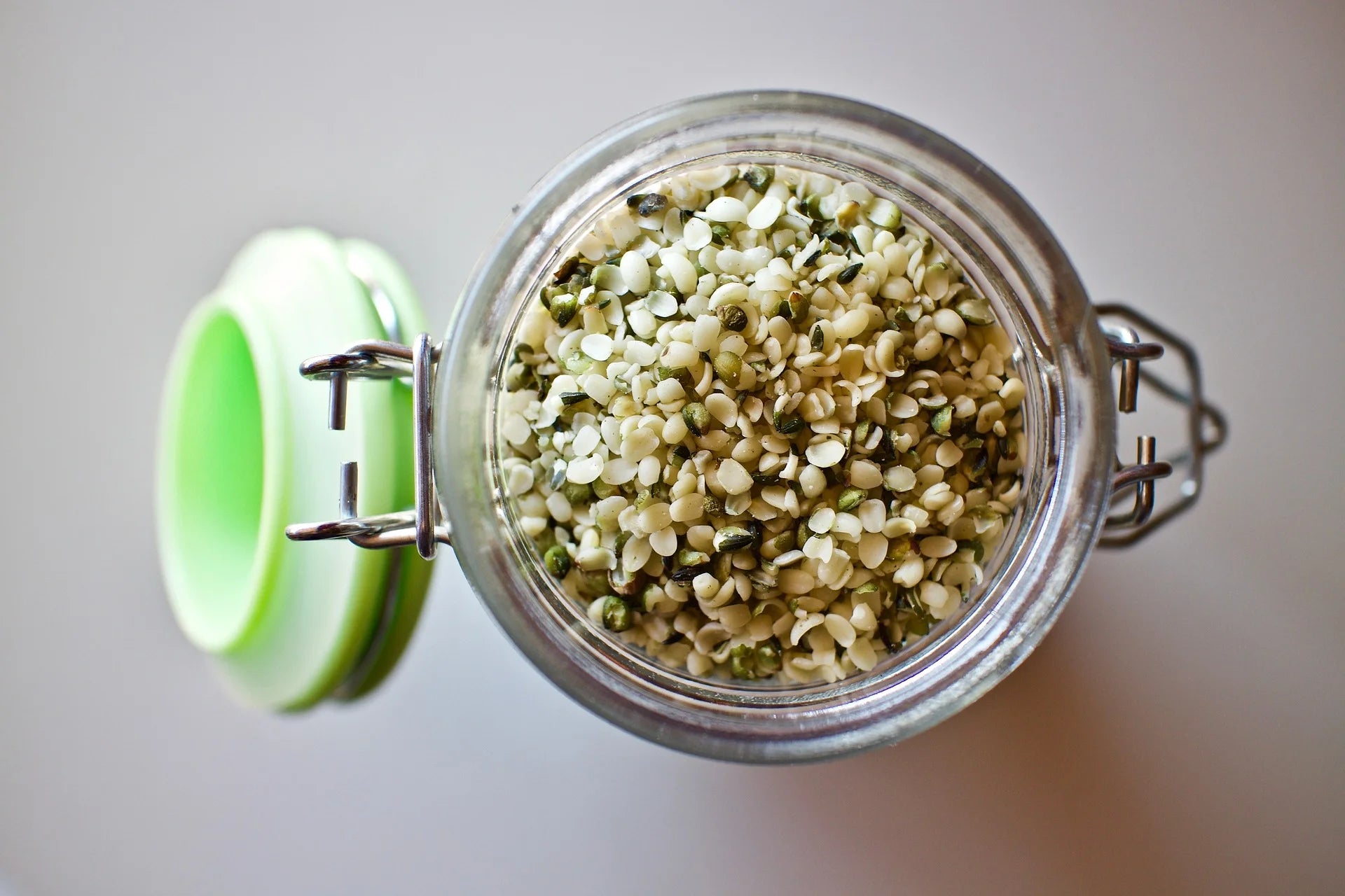 Image of hemp seeds in a jar