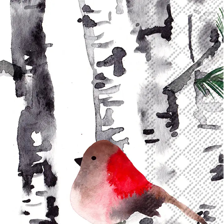 Paper Guest Towels 16 Count Bird in Birch Christmas