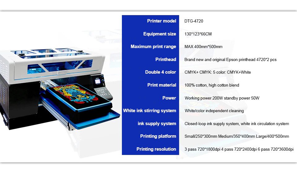 Automatic A3 DTG Printer Flatbed T-shirt Printing Machine with