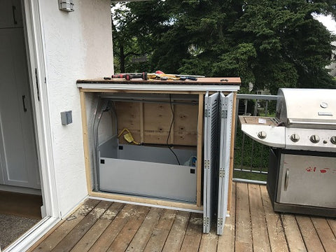 attic lift on outside deck