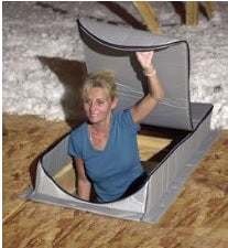 woman with attic hatch insulator cover