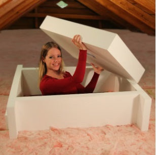 woman and attic hatch cover