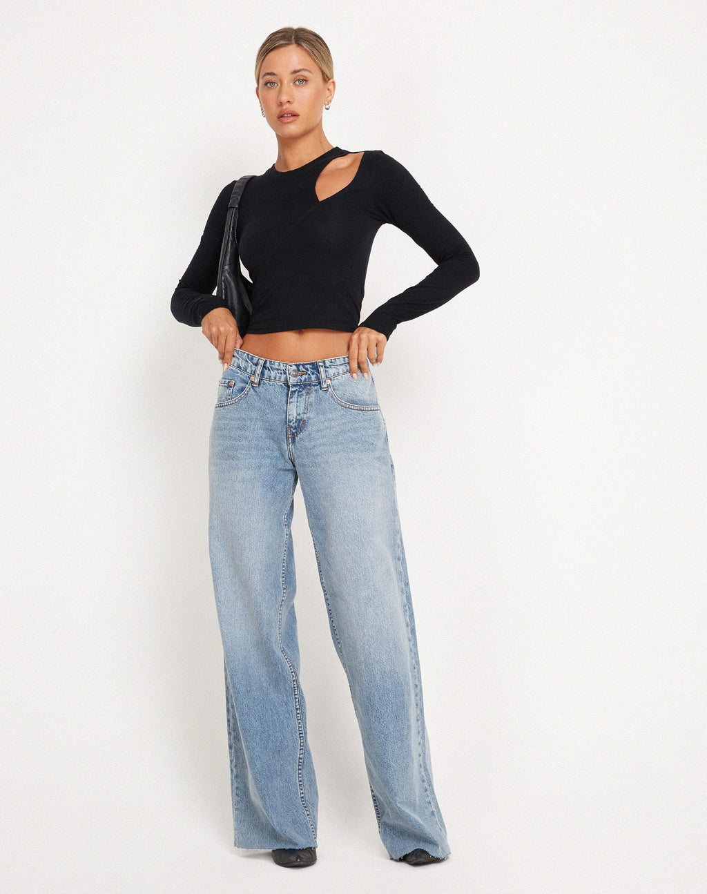 Blue Wash Extra Wide Low Rise Jeans