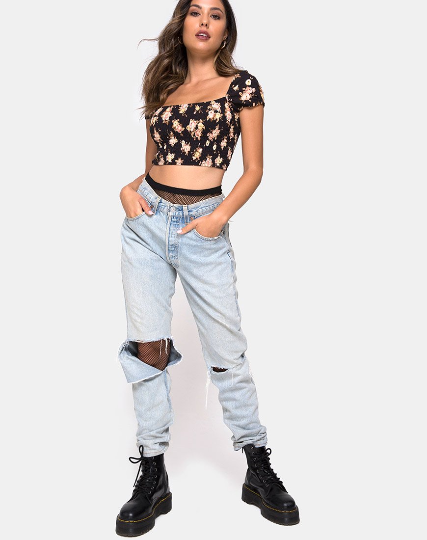 Crop Floral Ruched Top | Alya – motelrocks-com-eur