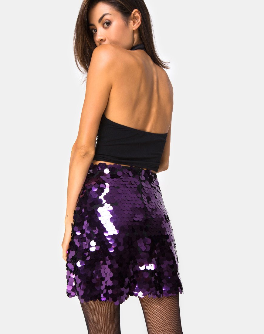 Weaver Mini Skirt in Plum Disc Sequin – motelrocks-com-eur