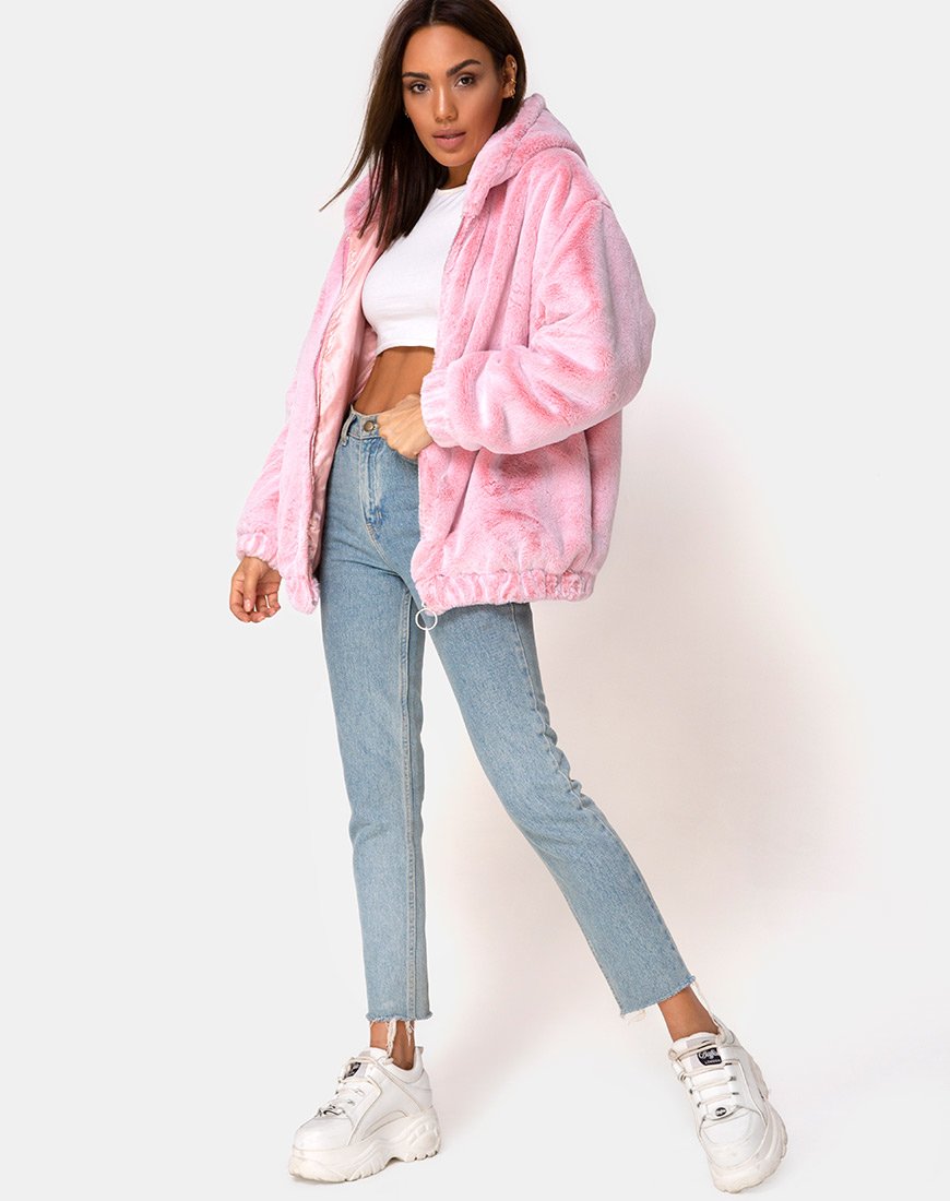 Pink Fluffy Zip-up Jacket | Emerson – motelrocks-com-eur