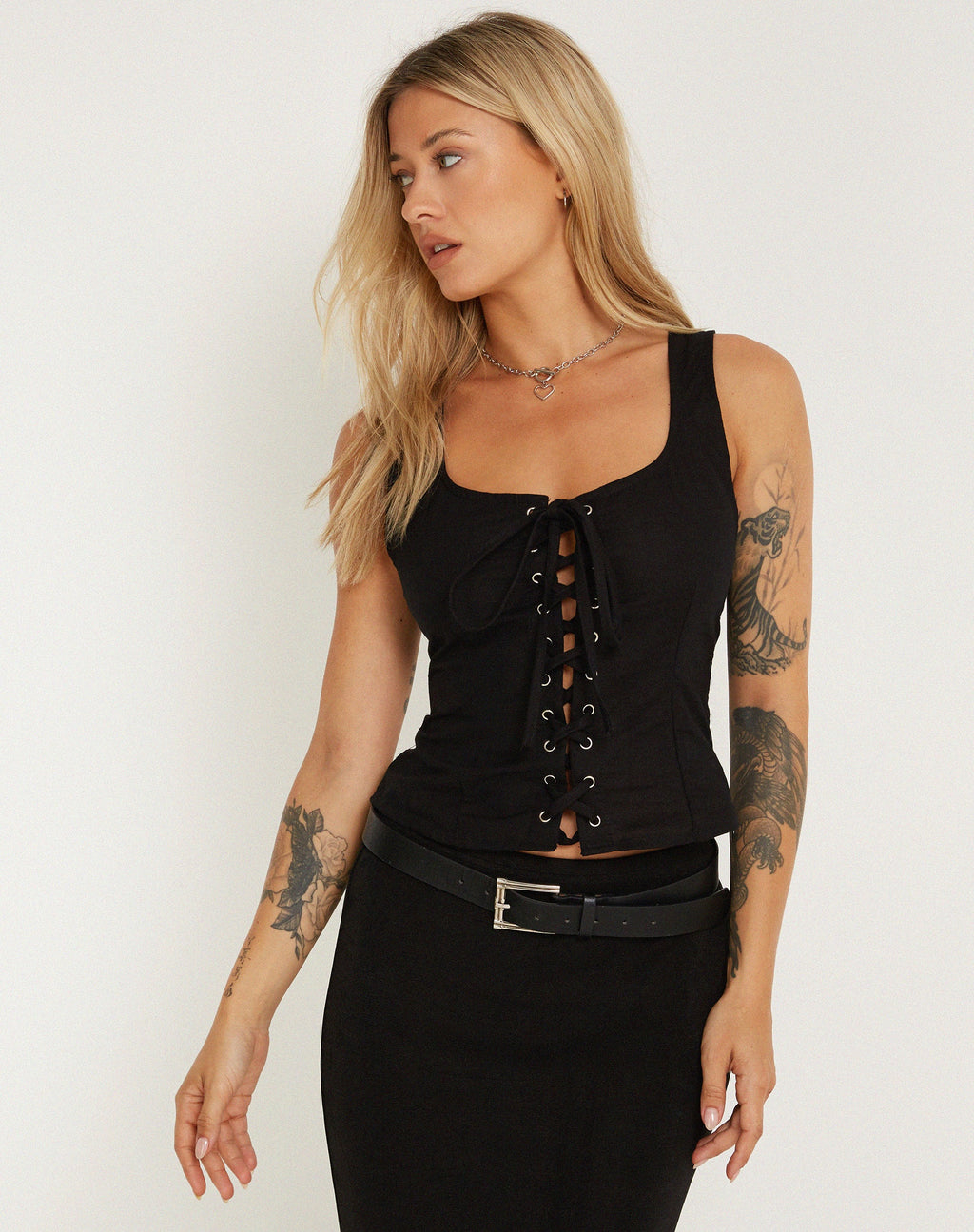 Black Lace Edge Corset Top