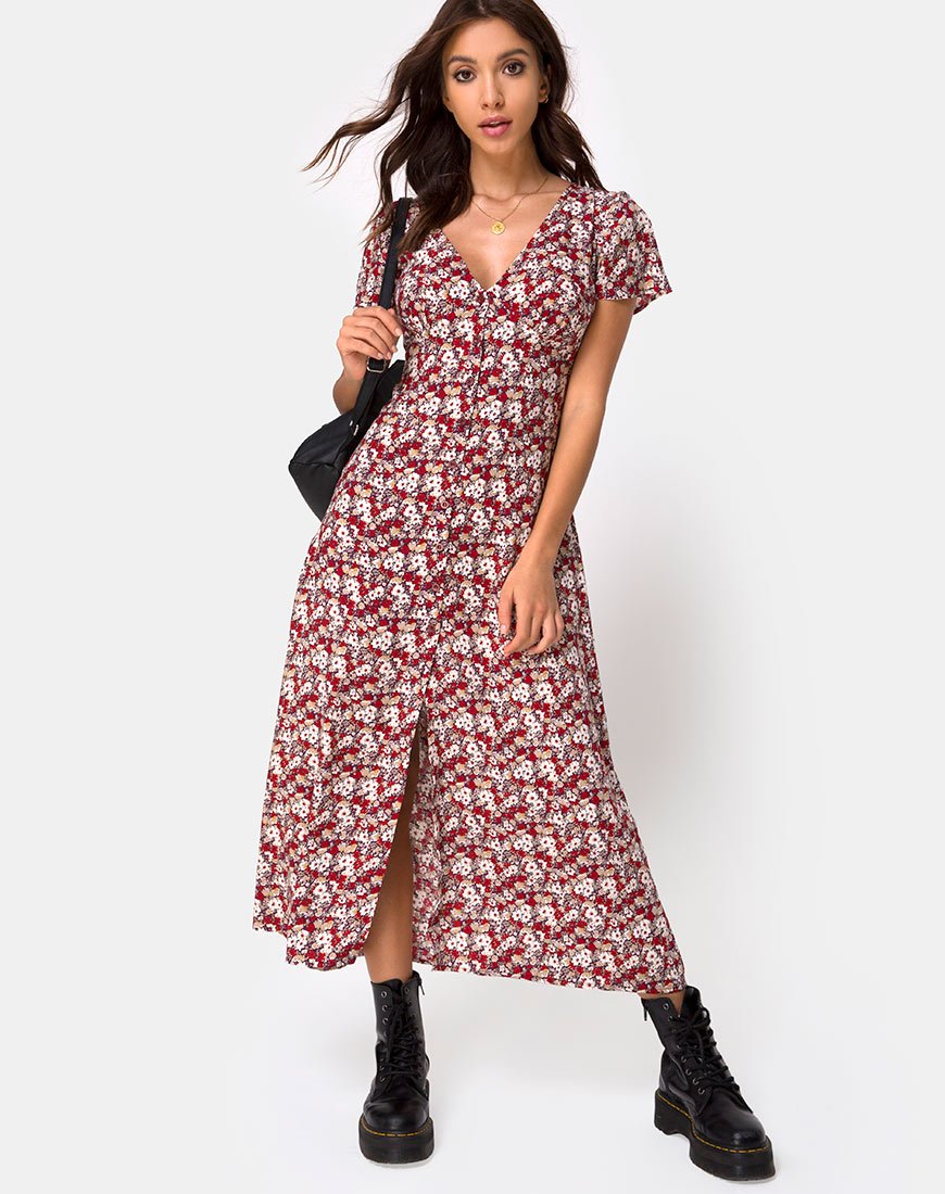 Floral Button Down Midi Dress | Larin – motelrocks-com-eur