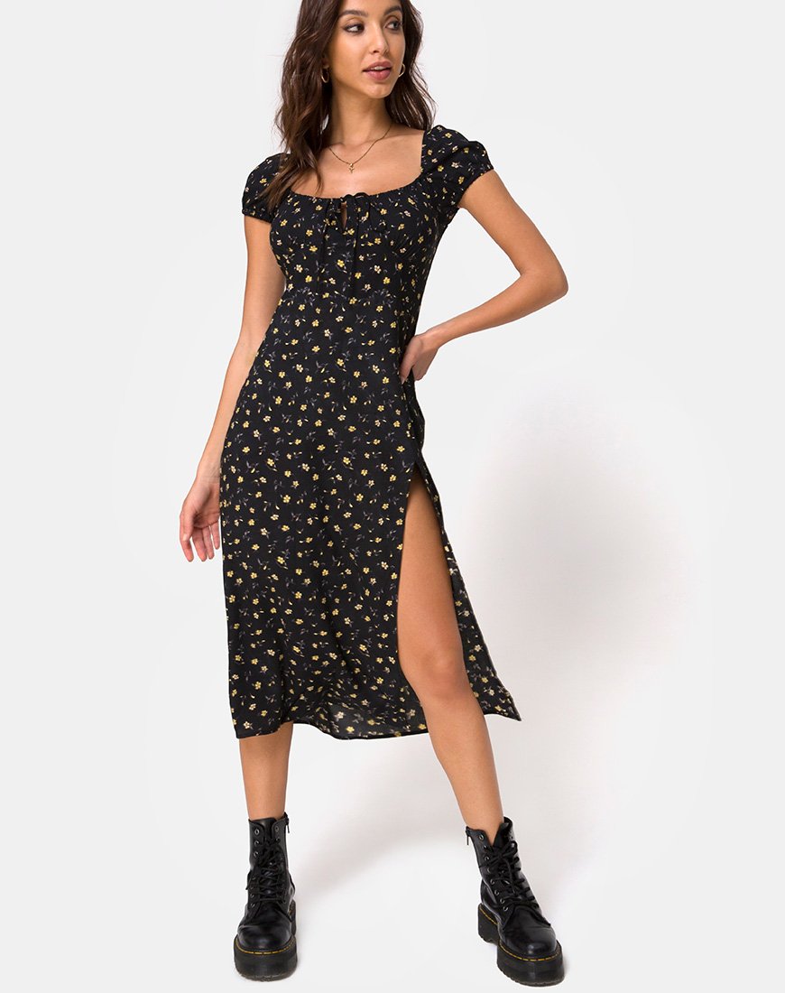 Milla Dress | Pretty Petal Black – motelrocks-com-eur