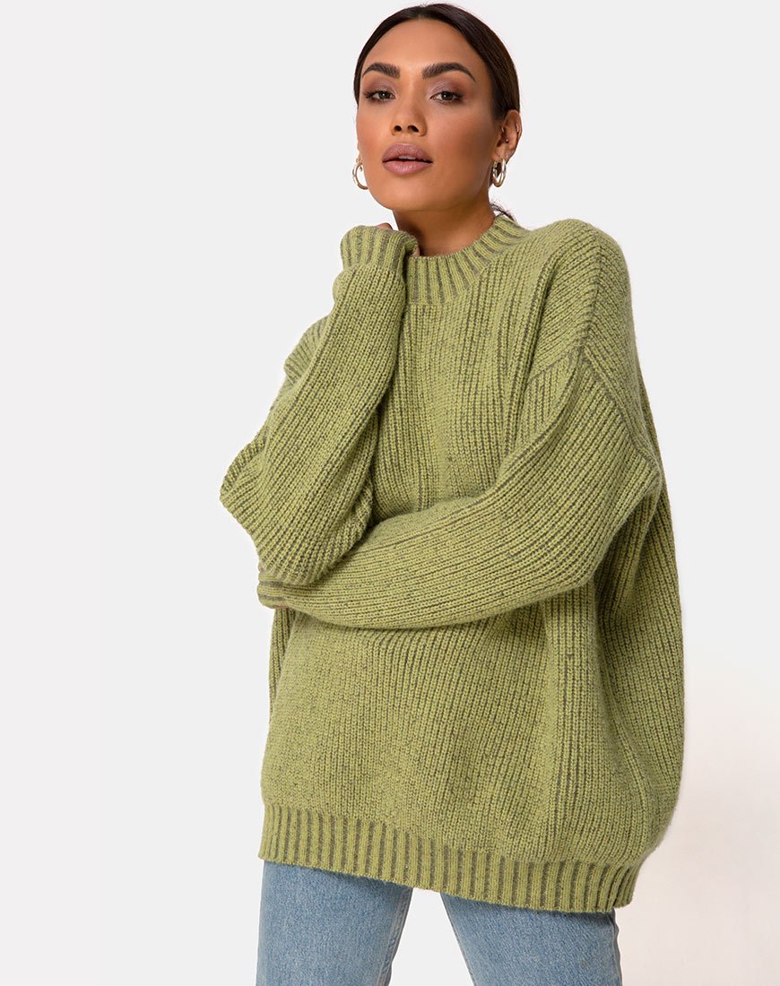 Green Oversize High Neck Jumper | Mody – motelrocks-com-eur