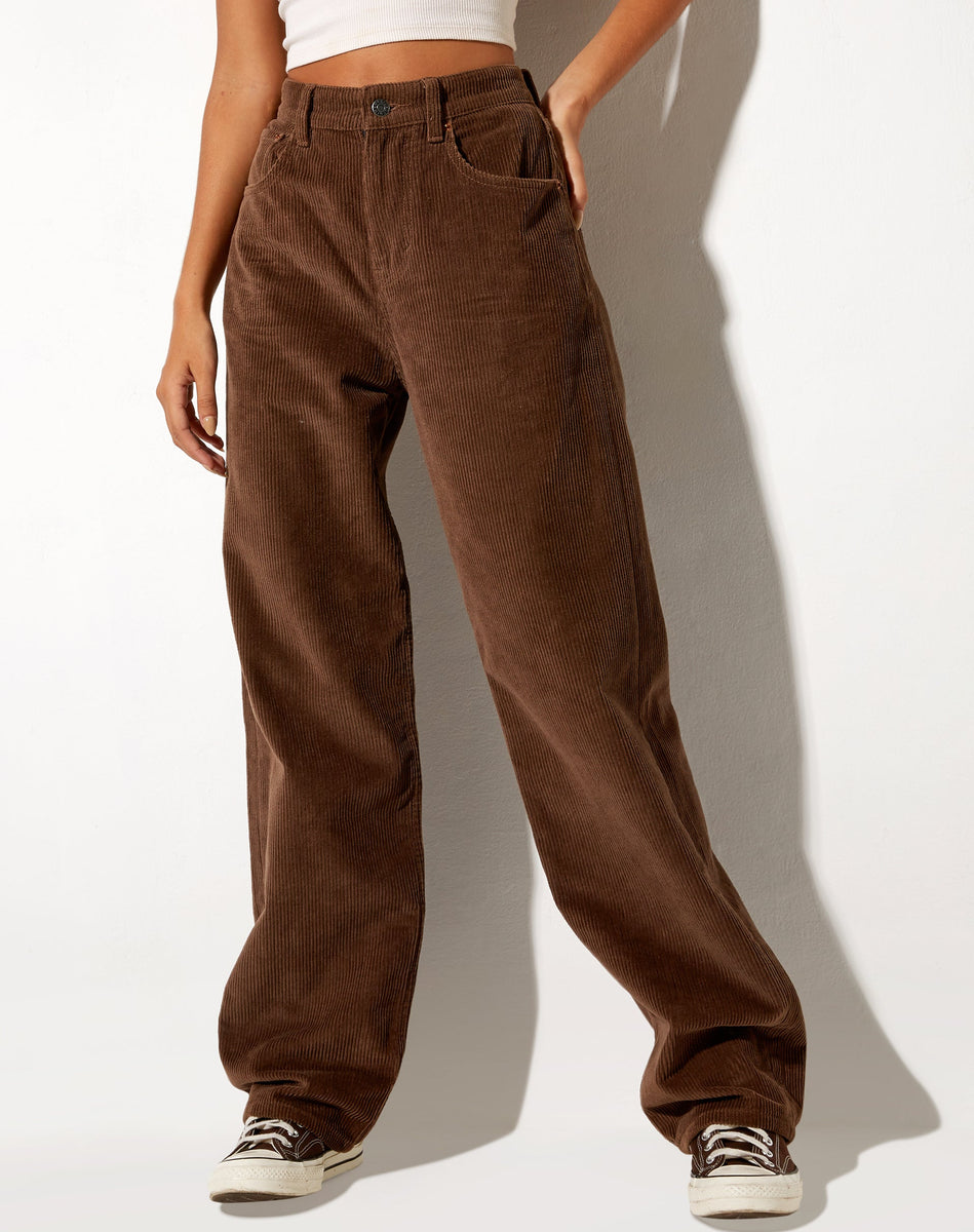 Dark Brown Corduroy 90's Wide Leg Jeans | Parallel – motelrocks-com-eur