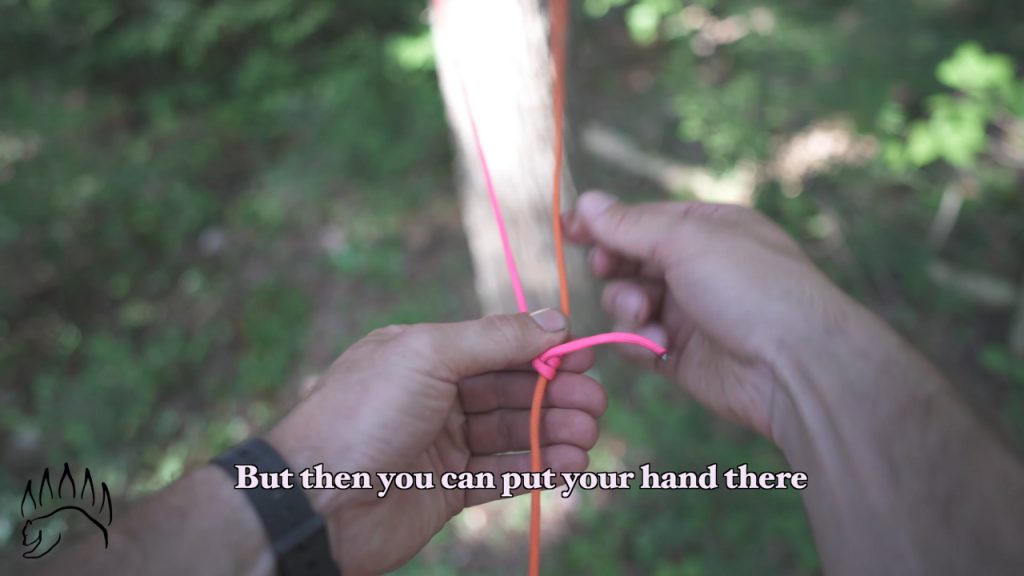 Create a taut-line hitch, which is an easily adjustable knot