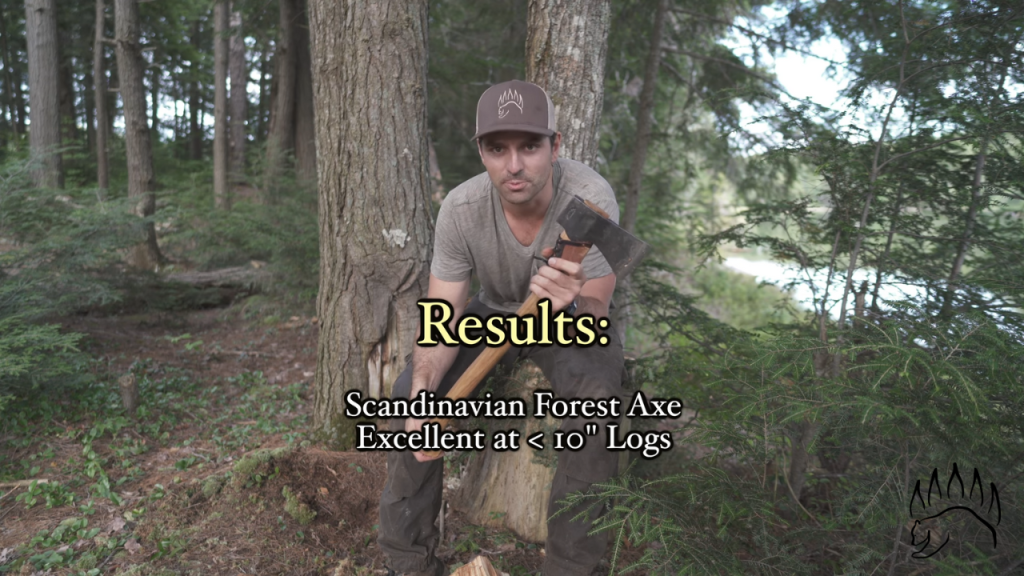 Scandinavian Forest Axe Results: Excellent on 10-inch logs