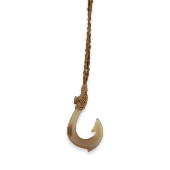 White Buffalo Horn Mini Hawaiian Fish Hook Necklace