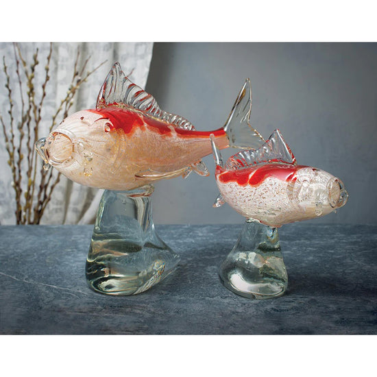 Murano Style Orange Glass Fish Figurine - Hand Made