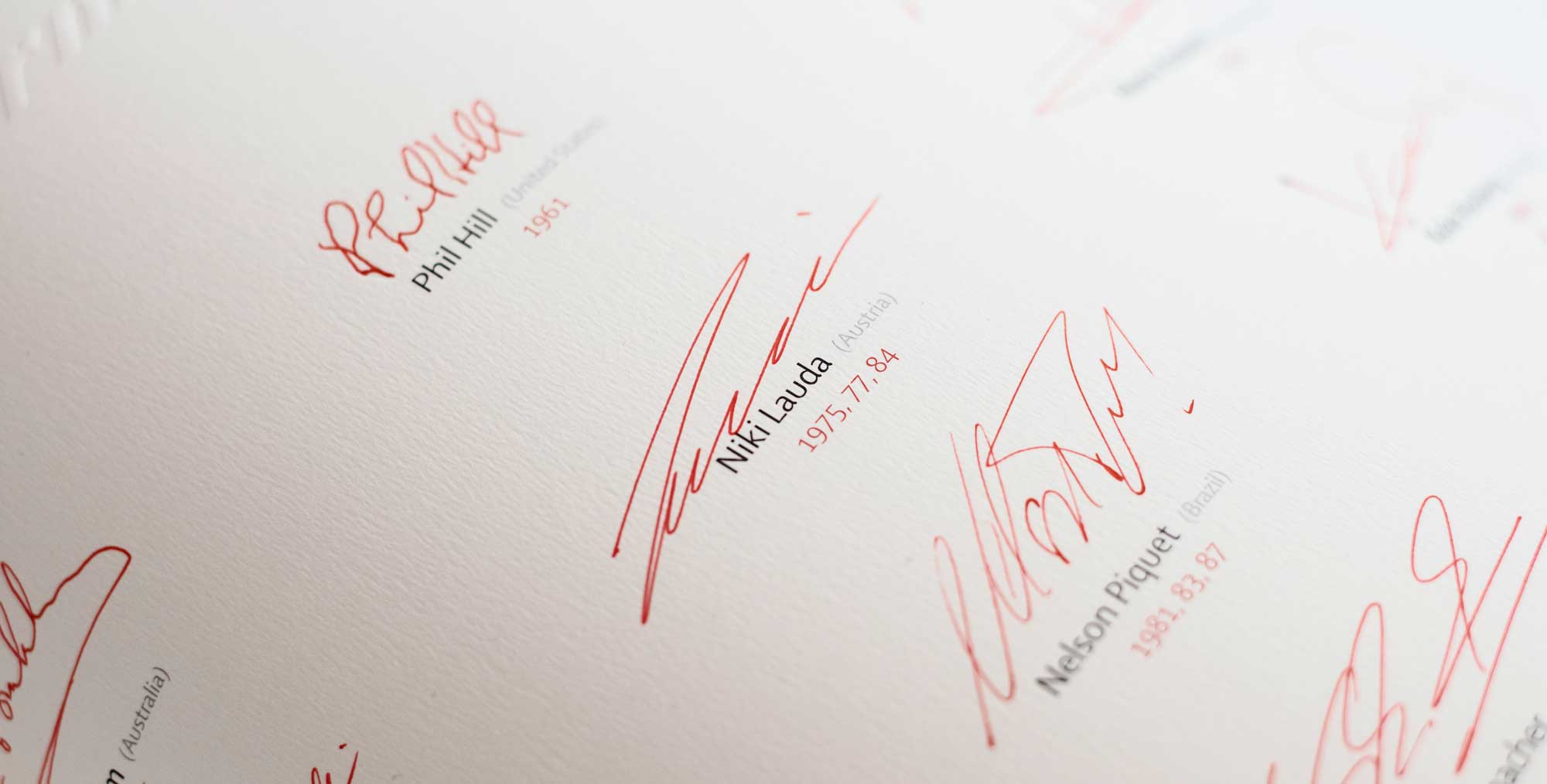 Niki Lauda's signature on The Official Formula 1 Opus, Champion Edition