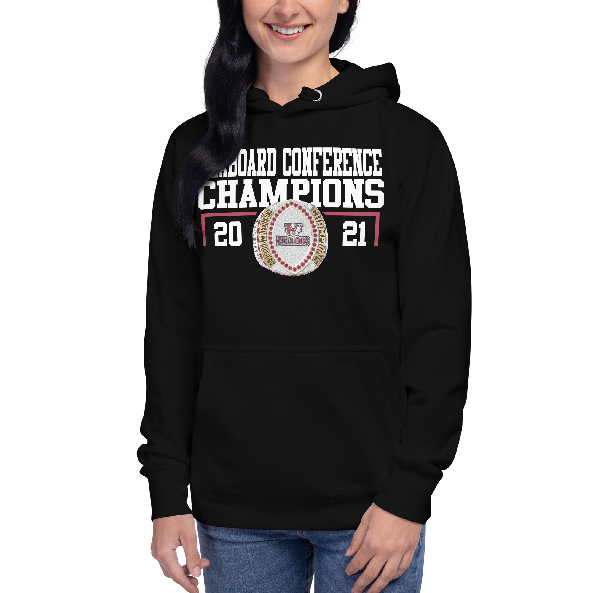 Thaddeus Stevens College Football 2021 Conference Silver Finish Championship Ring Unisex Hoodie