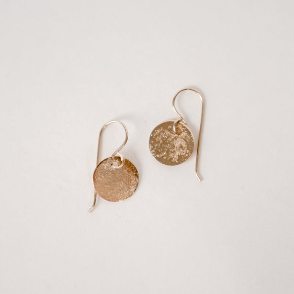 Round Earring Posts in Stardust Textured finish, 18K Gold Plated