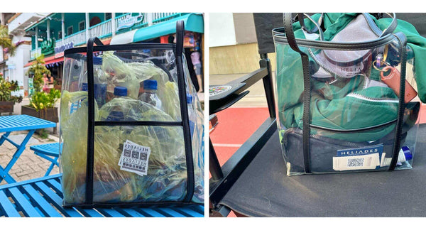 Heliades 12x6x12 clear stadium bag is the best clear bag for airport travel to beach vacation in Belize, and is security approved at Oakland Roots SC game at CSU East Bay