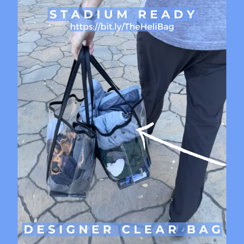 The Stadium Approved Designer Clear Heli Bag is a reusable, durable, stadium approved clear bag by Heliades.com. Words, Stadium Ready. https://bit.ly/TheHeliBag.