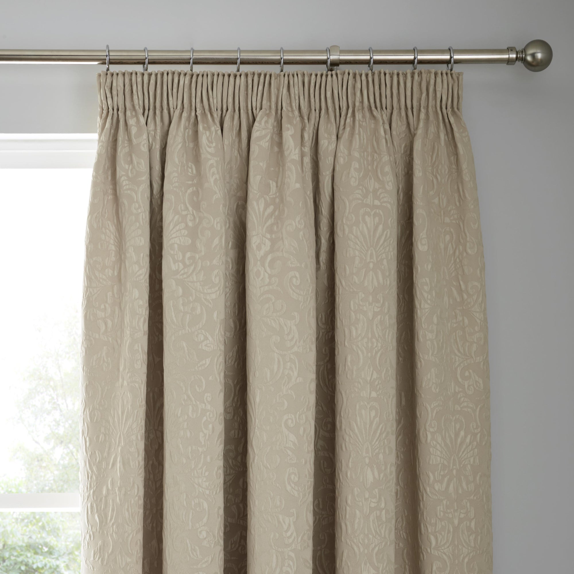 Pair of Pencil Pleat Curtains Lamina by Curtina in Natural – Stylish Home