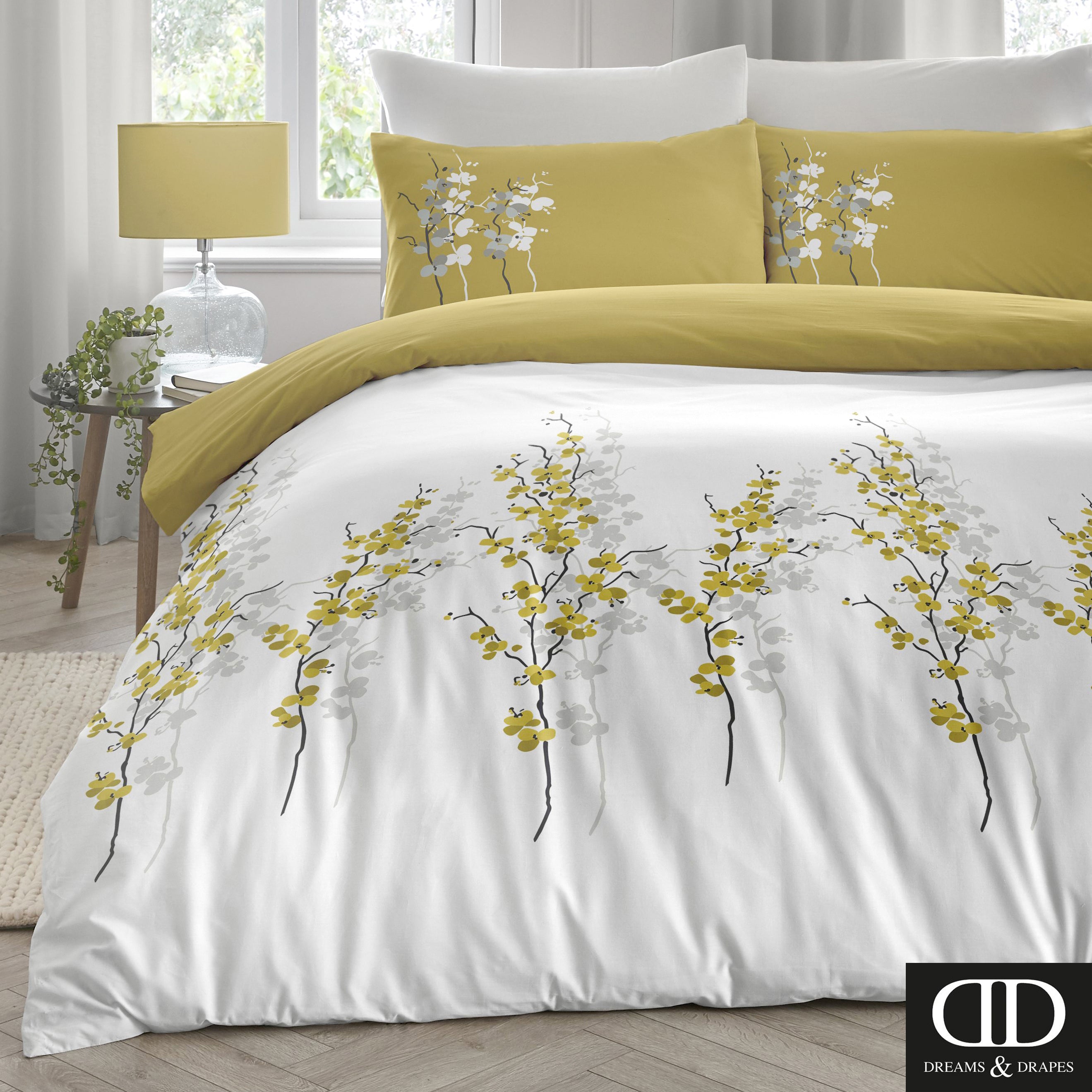 Oriental Flower Easy Care Bedding In Ochre By Dd Design