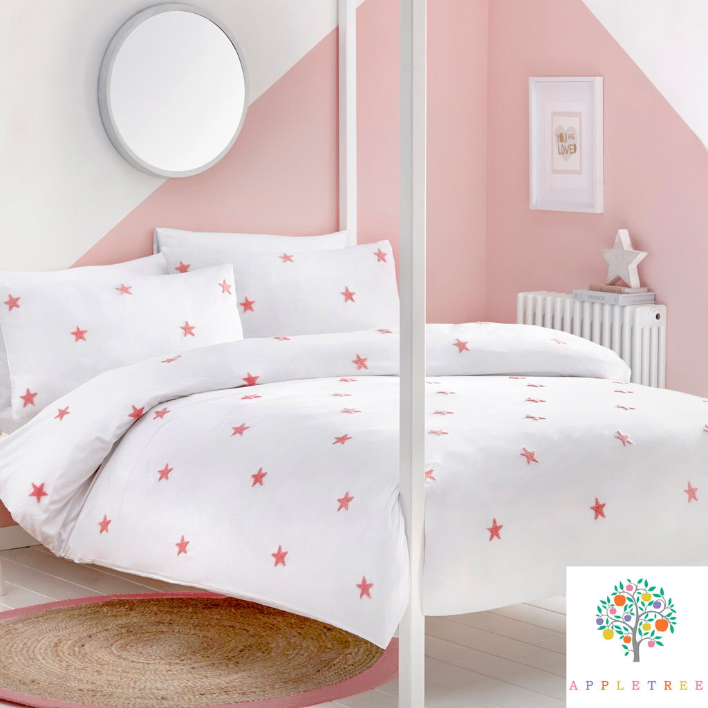 Tufted Star Pink 100 Cotton Duvet Cover Set By Appletree Kids