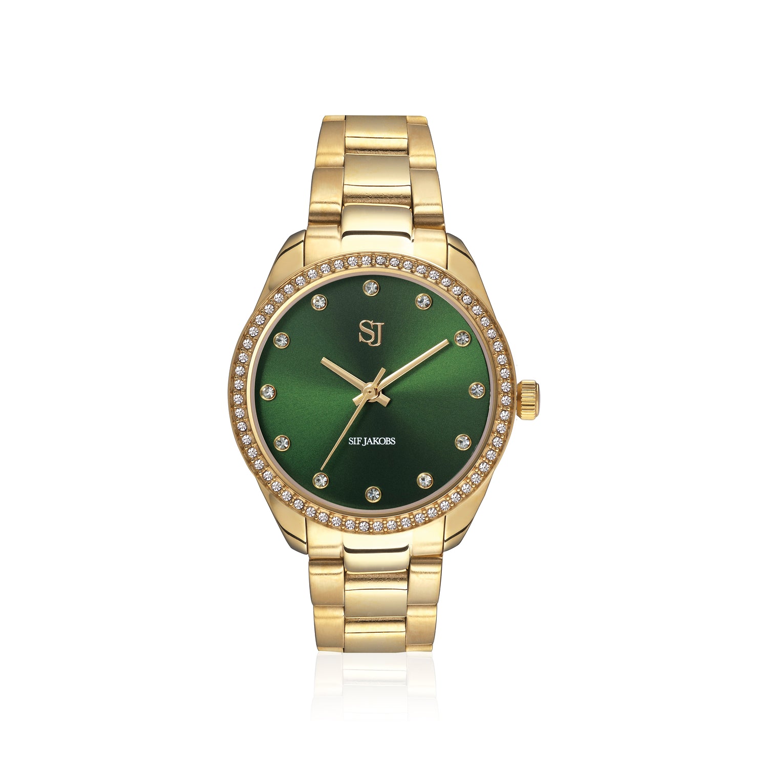 Stainless steel gold / Green dial