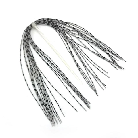 Medium Grizzly Barred Legs in Gray by Hareline—silicone fly tying legs with realistic gray barring that imitate insect legs and add subtle movement to trout and steelhead patterns.