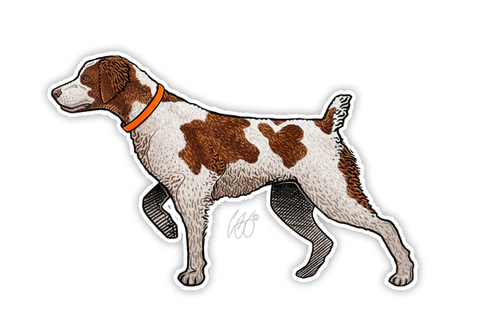 Decorating fly fishing gear boxes with Brittany Spaniel Decal