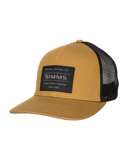 Simms Fishing Heritage Trucker Hat Cap Low Crown Brown Camel Mesh