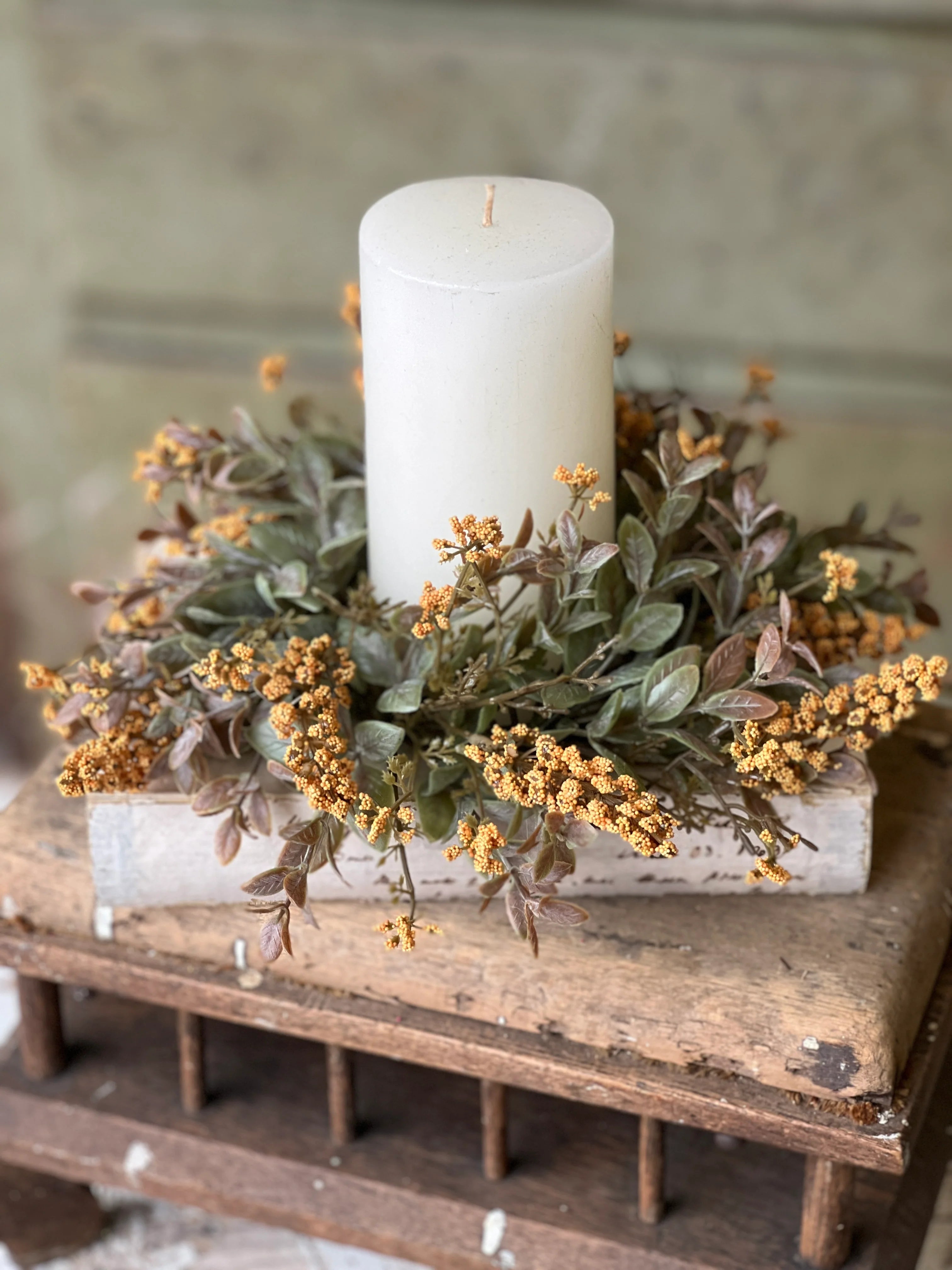 Weatherly Buds Candle Ring Mustard 3"