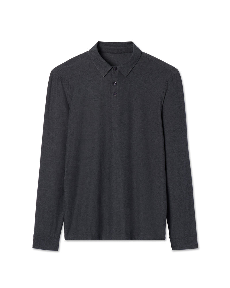 Long Sleeve Strato Tech Polo, Charcoal Heather