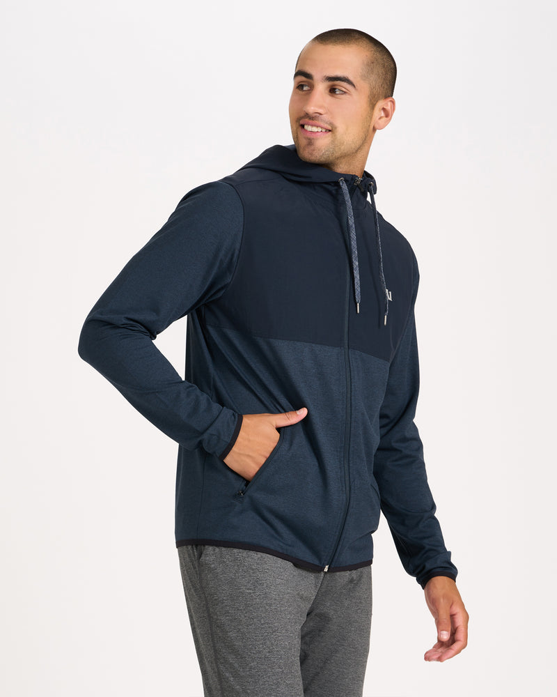 Men's Cotton Fleece Full Zip Hoodie - All in Motion Navy Heather Blue Med