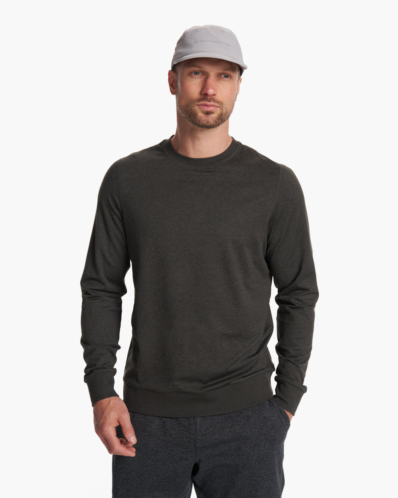 Buy the NWT Mens Gray Heather Crew Neck Long Sleeve Pullover T