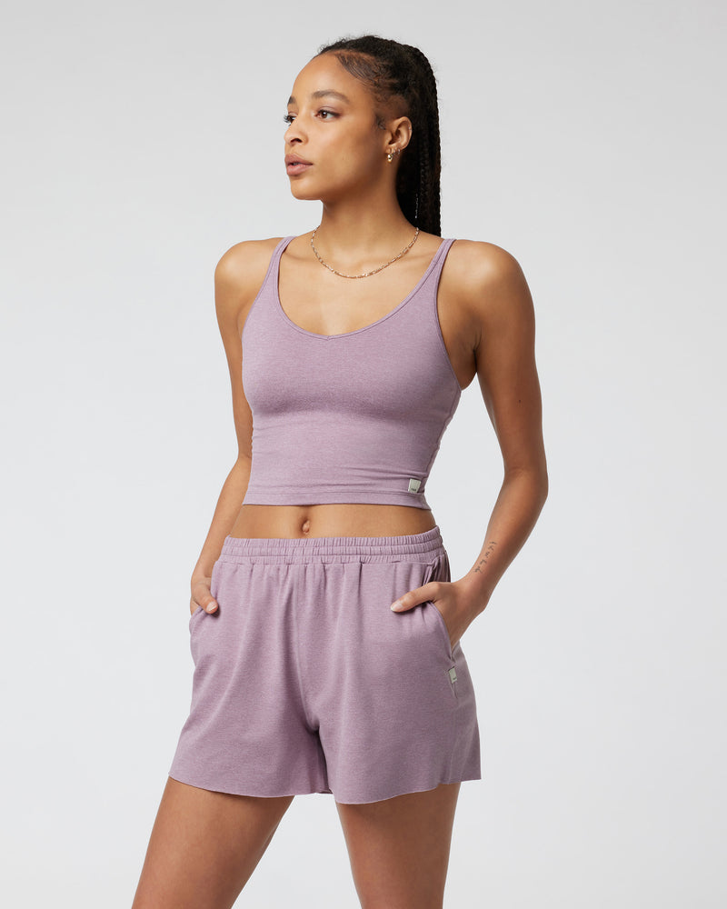 Halo Performance Crop, Lilac Heather Workout Tank Top