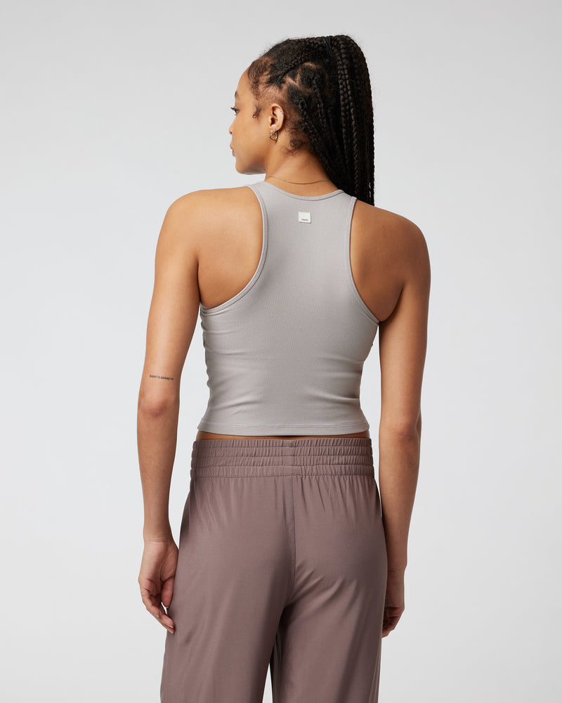 Pose Plyo Tank, Soft Pewter Heather Rib Tank Top