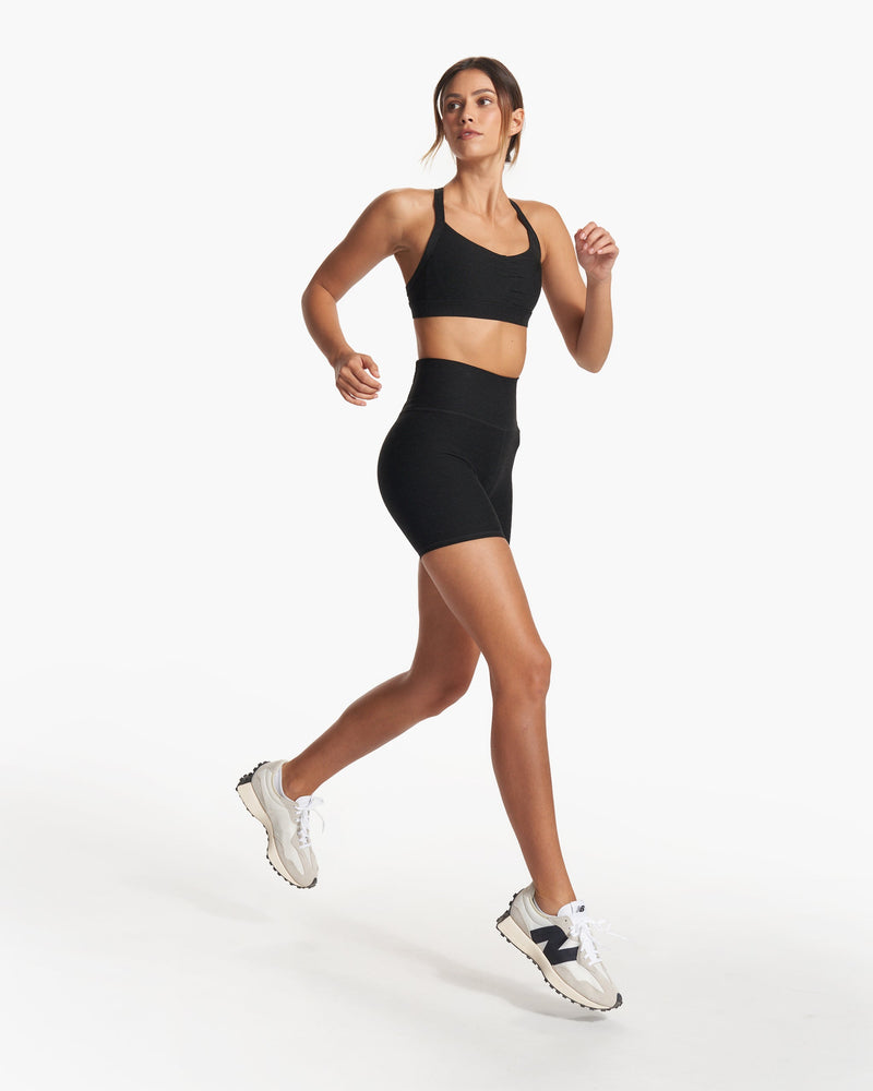 Elevation Ruched Bra, Black Heather Sports Bra