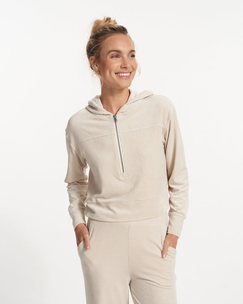 Haven Half Zip Hoodie, Women's Suede Velour Hoodie