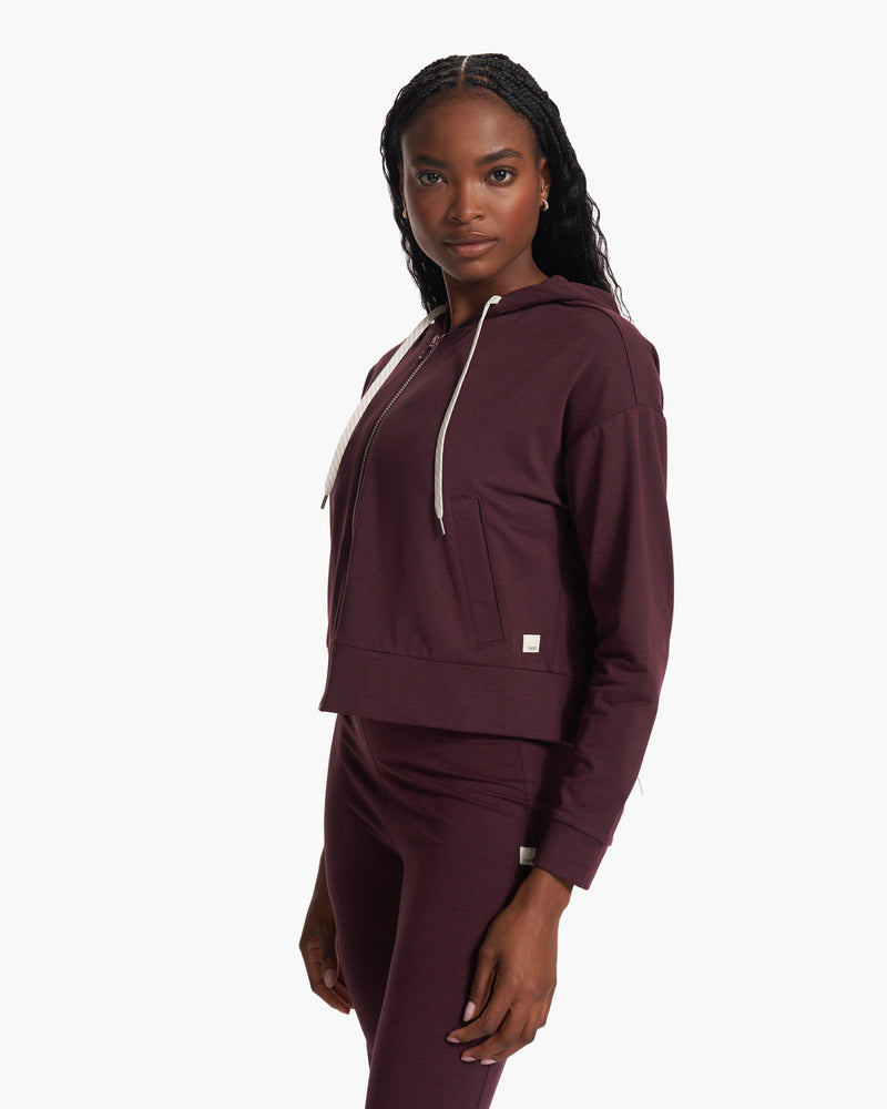 Granite Cropped Hoodie, Women's Cerise Zip Up